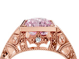 Rose gold Fancy Pink Radiant Cut Brilliant Milgrain Filigree Diamond Ring with Square Prong Setting_4