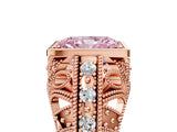 Rose gold Fancy Pink Radiant Cut Brilliant Milgrain Filigree Diamond Ring with Square Prong Setting_5