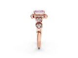 Rose gold Fancy Pink Radiant Cut Brilliant Milgrain Pave Heart Band Solitaire Ring_2