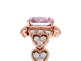Rose gold Fancy Pink Radiant Cut Brilliant Milgrain Pave Heart Band Solitaire Ring_5