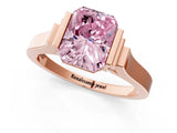 Rose gold Fancy Pink Radiant Cut Brilliant Solitaire Diamond Ring with Channel Set Band and Bar Prong Setting_1