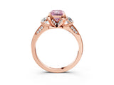 Rose gold Fancy Pink Radiant Cut Brilliant Three-Stone Diamond Ring with Pavé Band and Four-Prong Setting_6