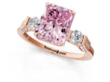 Rose gold Fancy Pink Radiant Cut Brilliant Three-Stone Pave Band with Four-Prong Setting_1