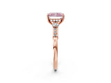 Rose gold Fancy Pink Radiant Cut Brilliant Three-Stone Pave Band with Four-Prong Setting_2