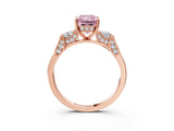 Rose gold Fancy Pink Radiant Cut Brilliant Three-Stone Pave Band with Four-Prong Setting_3