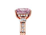 Rose gold Fancy Pink Radiant Cut Brilliant Three-Stone Pave Band with Four-Prong Setting_5
