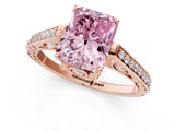 Rose gold Fancy Pink Radiant  Cut Cathedral Pave Diamond Engagement Ring with Six-Prong Setting_33