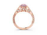 Rose gold Fancy Pink Radiant  Cut Cathedral Pave Diamond Engagement Ring with Six-Prong Setting_35