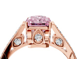 Rose gold Fancy Pink Radiant  Cut Cathedral Pave Diamond Engagement Ring with Six-Prong Setting_36