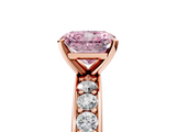 Rose gold Fancy Pink Radiant  Cut Channel Set Diamond Engagement Ring with Four-Prong Setting_226