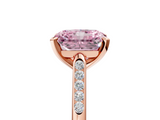 Rose gold Fancy Pink Radiant  Cut Channel Set Solitaire Engagement Ring with Four-Prong Setting_225