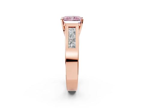 Rose gold Fancy Pink Radiant Cut Cut Channel Set Solitaire Ring with Four-Prong Setting_2