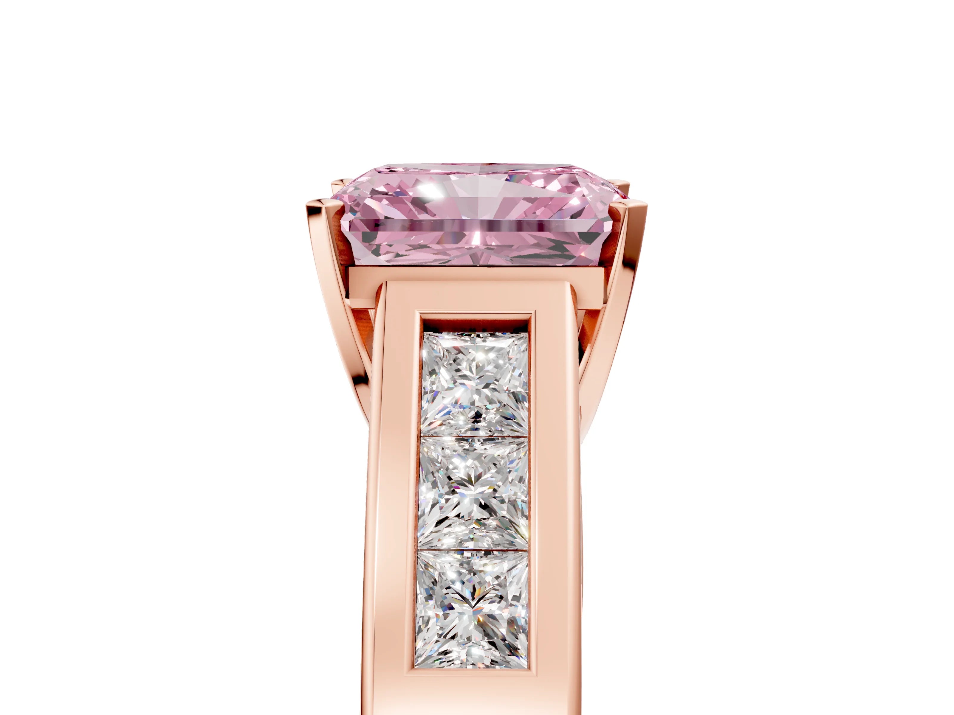 Rose gold Fancy Pink Radiant Cut Cut Channel Set Solitaire Ring with Four-Prong Setting_5