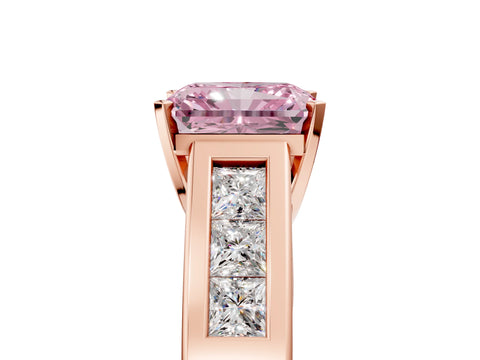 Rose gold Fancy Pink Radiant Cut Cut Channel Set Solitaire Ring with Four-Prong Setting_5