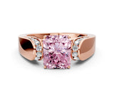 Rose gold Fancy Pink Radiant Cut Cut Diamond Channel Set Solitaire Ring with Four-Prong Setting