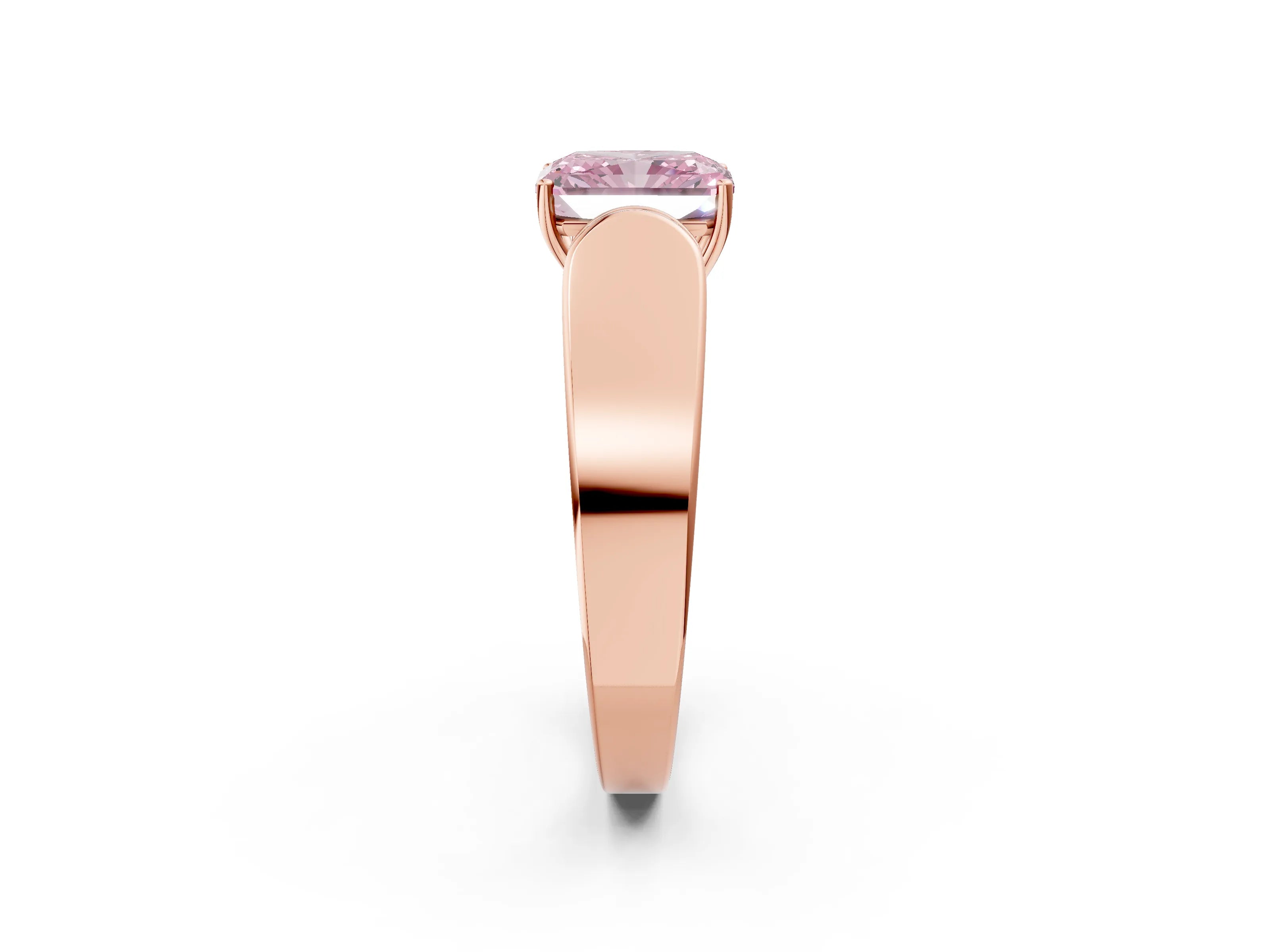 Rose gold Fancy Pink Radiant Cut Cut Diamond Channel Set Solitaire Ring with Four-Prong Setting_2