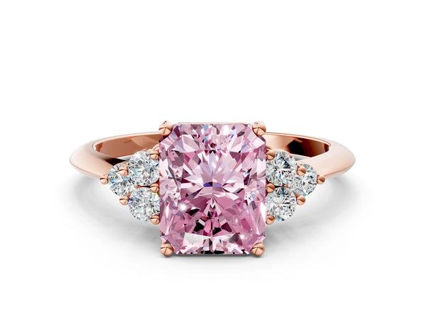 Rose Gold Radiant Cut Cluster Accent Engagement Ring Setting for Fancy Pink Center