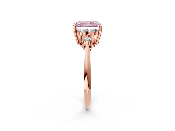 Rose Gold Radiant Cut Cluster Accent Engagement Ring Setting for Fancy Pink Center
