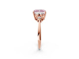 Rose gold Fancy Pink Radiant Cut Cut Diamond Cluster Ring with Solitaire Band and Four-Prong Setting_2