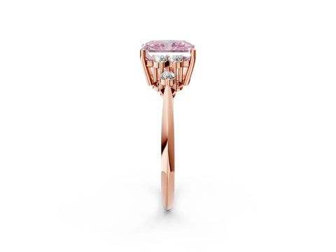 Rose gold Fancy Pink Radiant Cut Cut Diamond Cluster Ring with Solitaire Band and Four-Prong Setting_2