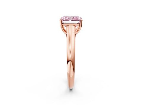 Rose gold Fancy Pink Radiant Cut Cut Diamond Solitaire Engagement Ring with Tapered Plain Band and Four-Prong Setting_2