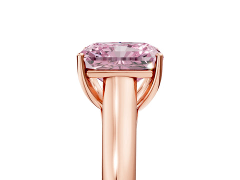 Rose gold Fancy Pink Radiant Cut Cut Diamond Solitaire Engagement Ring with Tapered Plain Band and Four-Prong Setting_5
