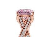 Rose gold Fancy Pink Radiant Cut Cut Diamond Twisted Band with Milgrain Pave Setting and Four-Prong Setting_5
