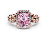 Rose gold Fancy Pink Radiant Cut Cut Halo Diamond Infinity Band with Four-Prong Setting