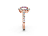 Rose gold Fancy Pink Radiant Cut Cut Halo Diamond Pavé Engagement Ring with Milgrain Detailing_2