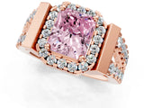 Rose gold Fancy Pink Radiant Cut Cut Halo Split Shank Prong Set Ring_1