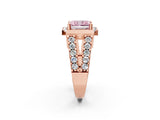 Rose gold Fancy Pink Radiant Cut Cut Halo Split Shank Prong Set Ring_2