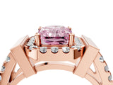 Rose gold Fancy Pink Radiant Cut Cut Halo Split Shank Prong Set Ring_4