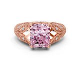 Rose gold Fancy Pink Radiant Cut Cut Milgrain Pave Diamond Engagement Ring with Four-Prong Setting_27