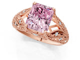 Rose gold Fancy Pink Radiant Cut Cut Milgrain Pave Diamond Engagement Ring with Four-Prong Setting_28