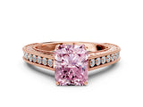 Rose gold Fancy Pink Radiant Cut Cut Pave Band Milgrain Solitaire Ring_10