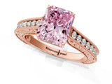 Rose gold Fancy Pink Radiant Cut Cut Pave Band Milgrain Solitaire Ring_11