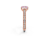 Rose gold Fancy Pink Radiant Cut Cut Pave Band Milgrain Solitaire Ring_12