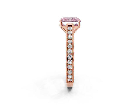 Rose gold Fancy Pink Radiant Cut Cut Pave Band Milgrain Solitaire Ring_12