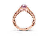 Rose gold Fancy Pink Radiant Cut Cut Pave Band Milgrain Solitaire Ring_13
