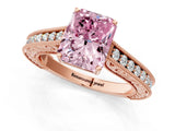 Rose gold Fancy Pink Radiant Cut Cut Pave Band Milgrain Solitaire Ring_23