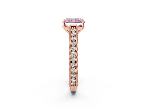 Rose gold Fancy Pink Radiant Cut Cut Pave Band Milgrain Solitaire Ring_24