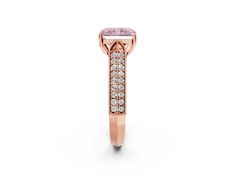 Rose gold Fancy Pink Radiant Cut Cut Pave Split Shank Engagement Ring with Four-Prong Setting_2