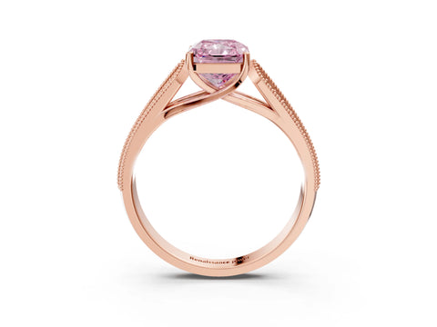 Rose gold Fancy Pink Radiant Cut Cut Pave Split Shank Engagement Ring with Four-Prong Setting_3