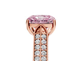 Rose gold Fancy Pink Radiant Cut Cut Pave Split Shank Engagement Ring with Four-Prong Setting_5