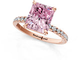 Rose gold Fancy Pink Radiant Cut Diamond Brilliant Solitaire Ring with Pavé Band and Four-Prong Setting_13