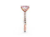 Rose gold Fancy Pink Radiant Cut Diamond Brilliant Solitaire Ring with Pavé Band and Four-Prong Setting_14
