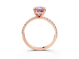 Rose gold Fancy Pink Radiant Cut Diamond Brilliant Solitaire Ring with Pavé Band and Four-Prong Setting_15