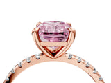 Rose gold Fancy Pink Radiant Cut Diamond Brilliant Solitaire Ring with Pavé Band and Four-Prong Setting_16