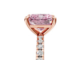 Rose gold Fancy Pink Radiant Cut Diamond Brilliant Solitaire Ring with Pavé Band and Four-Prong Setting_17