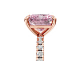 Rose gold Fancy Pink Radiant Cut Diamond Brilliant Solitaire Ring with Pavé Band and Four-Prong Setting_5
